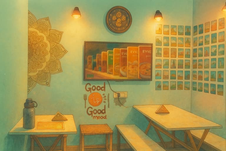 Cozy interior of Cafe Too with comfortable seating